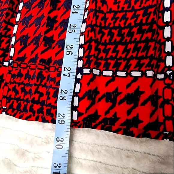 Andrea Gayle Collections Red Blue Houndstooth Midi Skirt Size 20 Elastic Waist - Picture 6 of 9